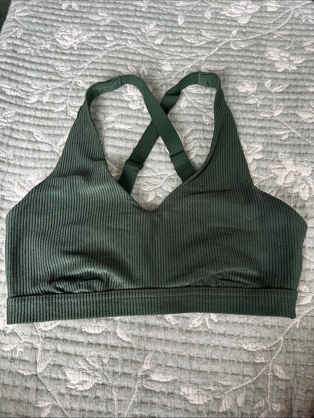 aerie Ribbed Crossback Sports Bralette - Dark Green
